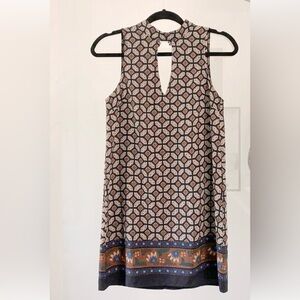 Soprano Geometric Pattern Keyhole Mini Dress